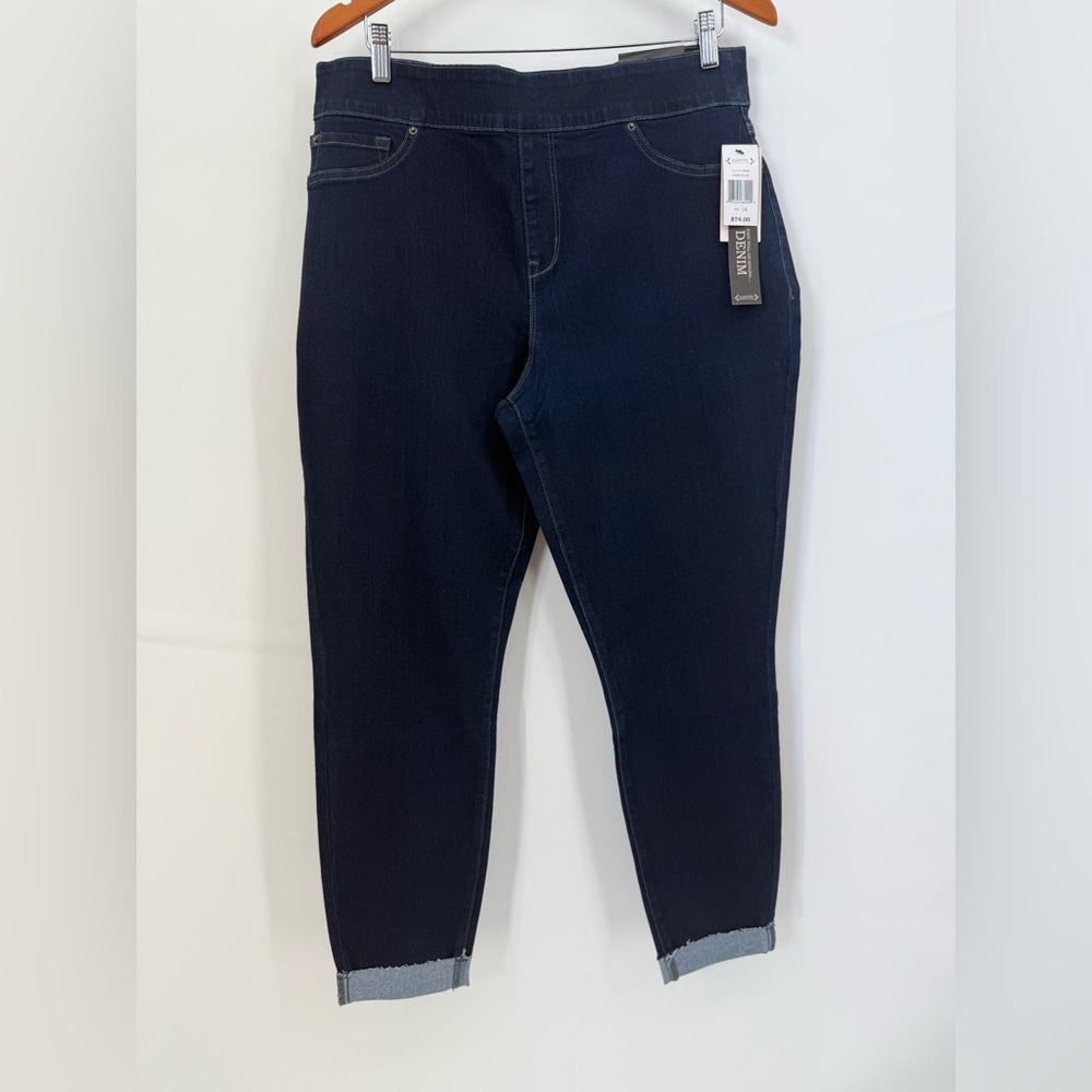 NWT New Nanette Lepore Sleek Denim Belle High Rise Ankle Skinny Dark Blue Jeans - Picture 6 of 9
